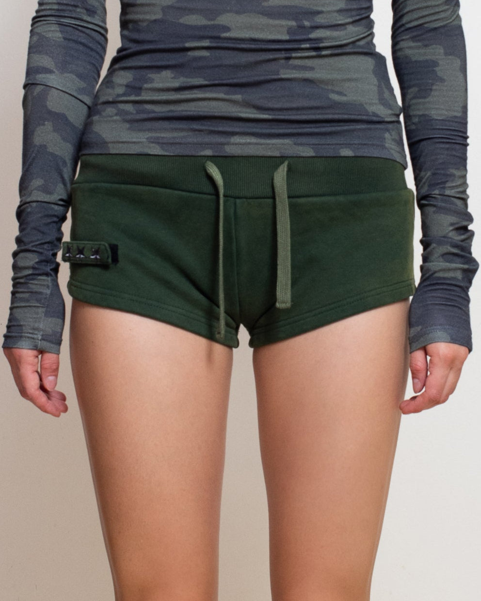 Utility Booty Shorts in Khaki